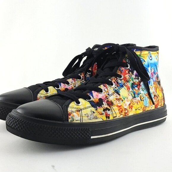 Women's High Top Lace Up Sneakers Disney Character Black Multi Print Size 7.5 - Picture 9 of 15